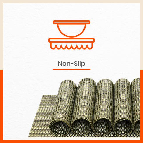 Woven PVC Table Mats / Placemats for Dining Table at Home (Adel - Set of 6)